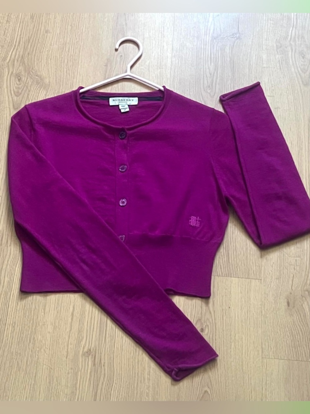 Burberry' Fuchsia Button-Front Cashmere Cardigan